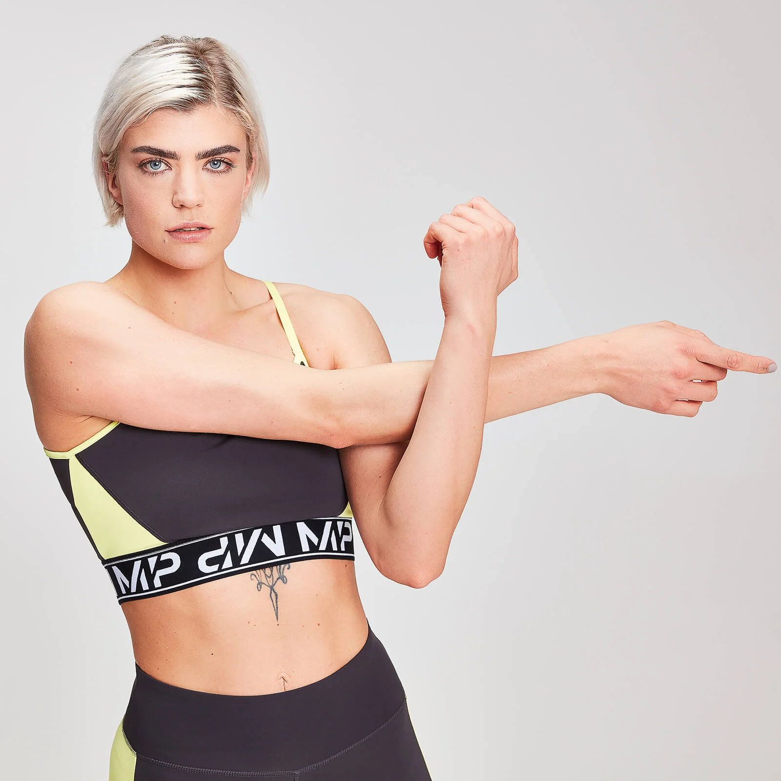 Top Curto MP Branded em Bloco de Cor Para Mulher - Ardósia - XS Imagem 1