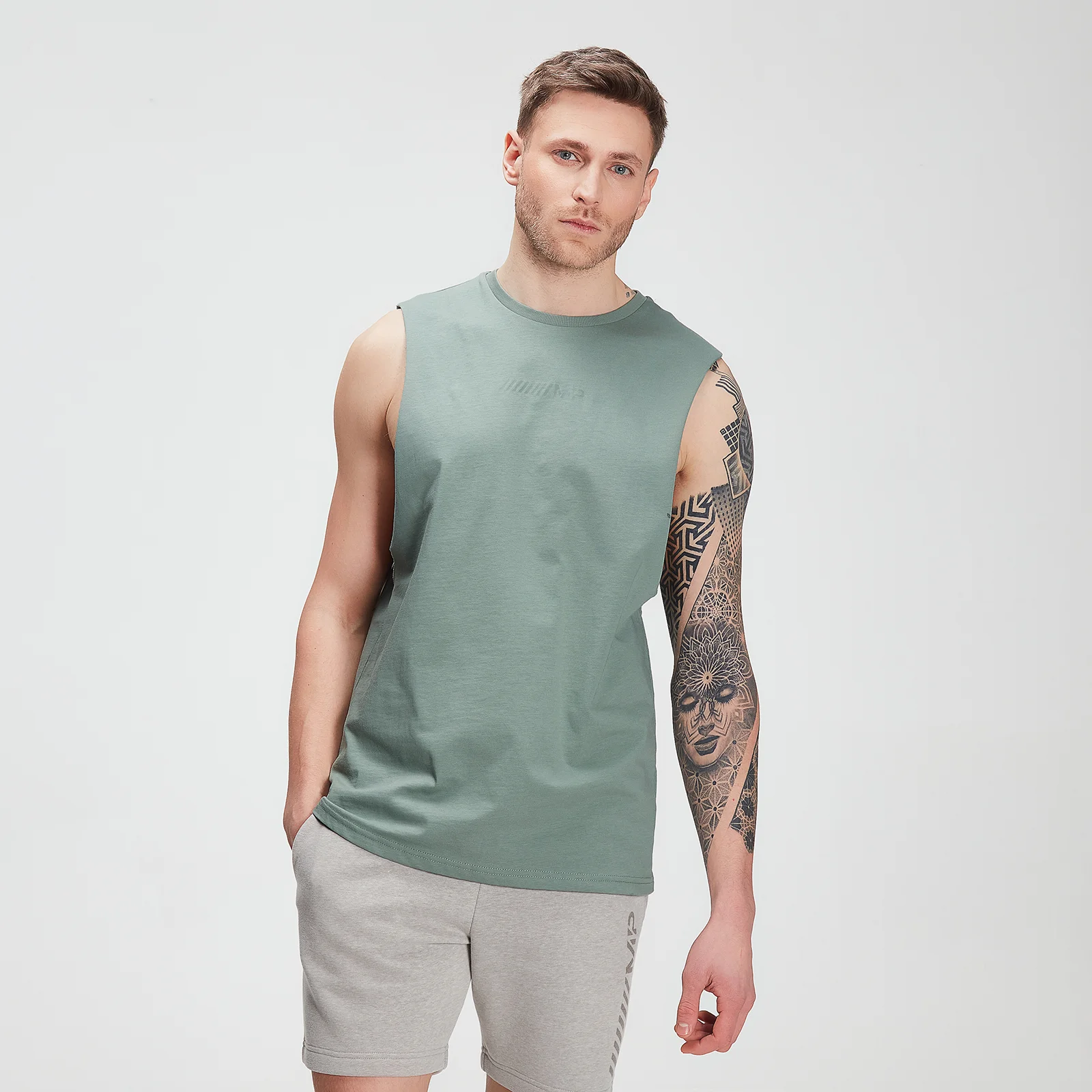 Camisola sem Mangas Tonal Graphic da MP para Homem – Washed Green - XXS Imagem 1