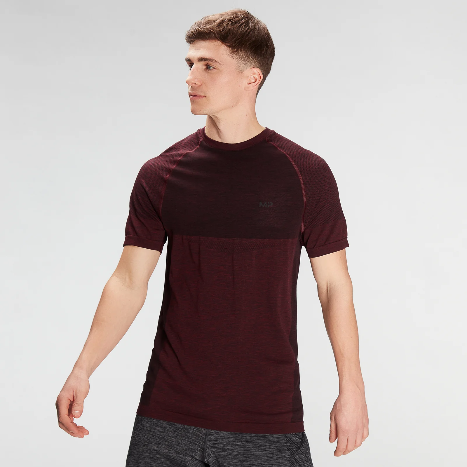 T-shirt de Manga Curta Sem Costuras Essentials Seamless para Homem da MP - Washed Oxblood Marl - XXS Imagem 1