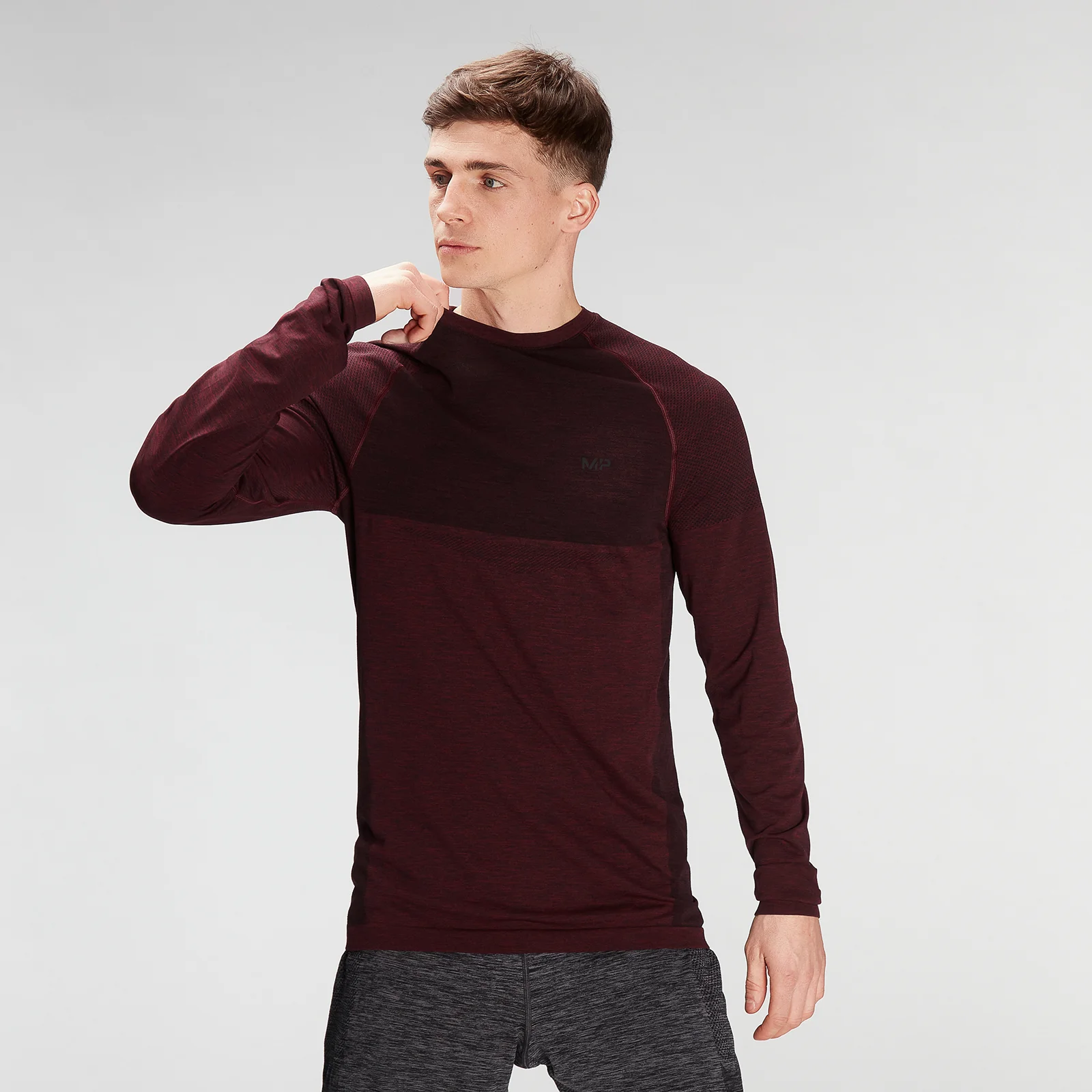 MP Men's Essential Seamless Long Sleeve Top- Washed Oxblood Marl - XXS Imagem 1