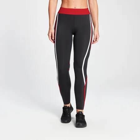 Leggings com Blocos de Cor Engage para Senhora da MP - Preto/Vermelho Perigo