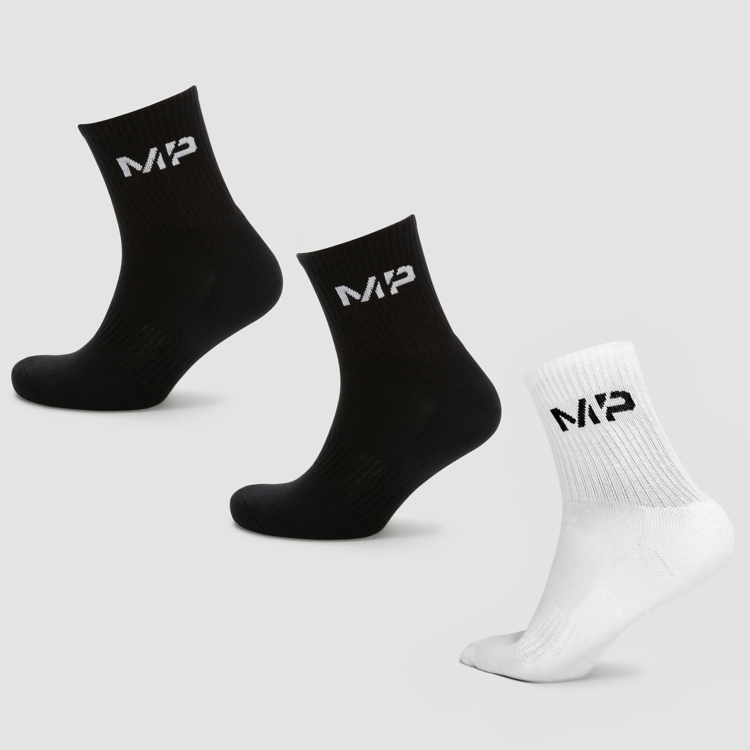 MP Women's Crew Socks (3 Pack) - Black/White - UK 3-6 Imagem 1