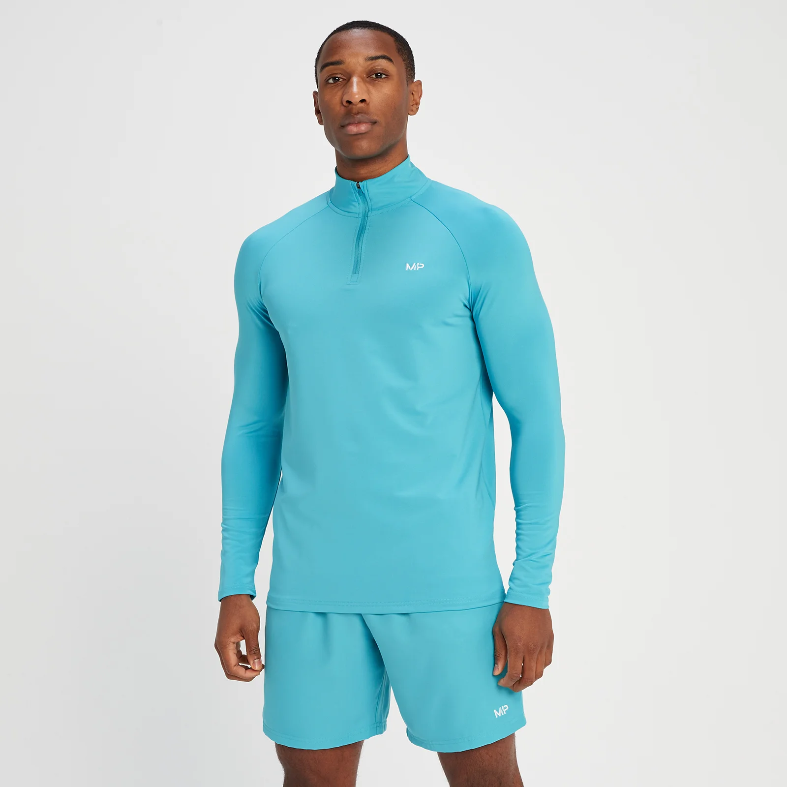 Camisola de Treino com Fecho 1/4 da MP para Homem - Aqua - XXS Imagem 1