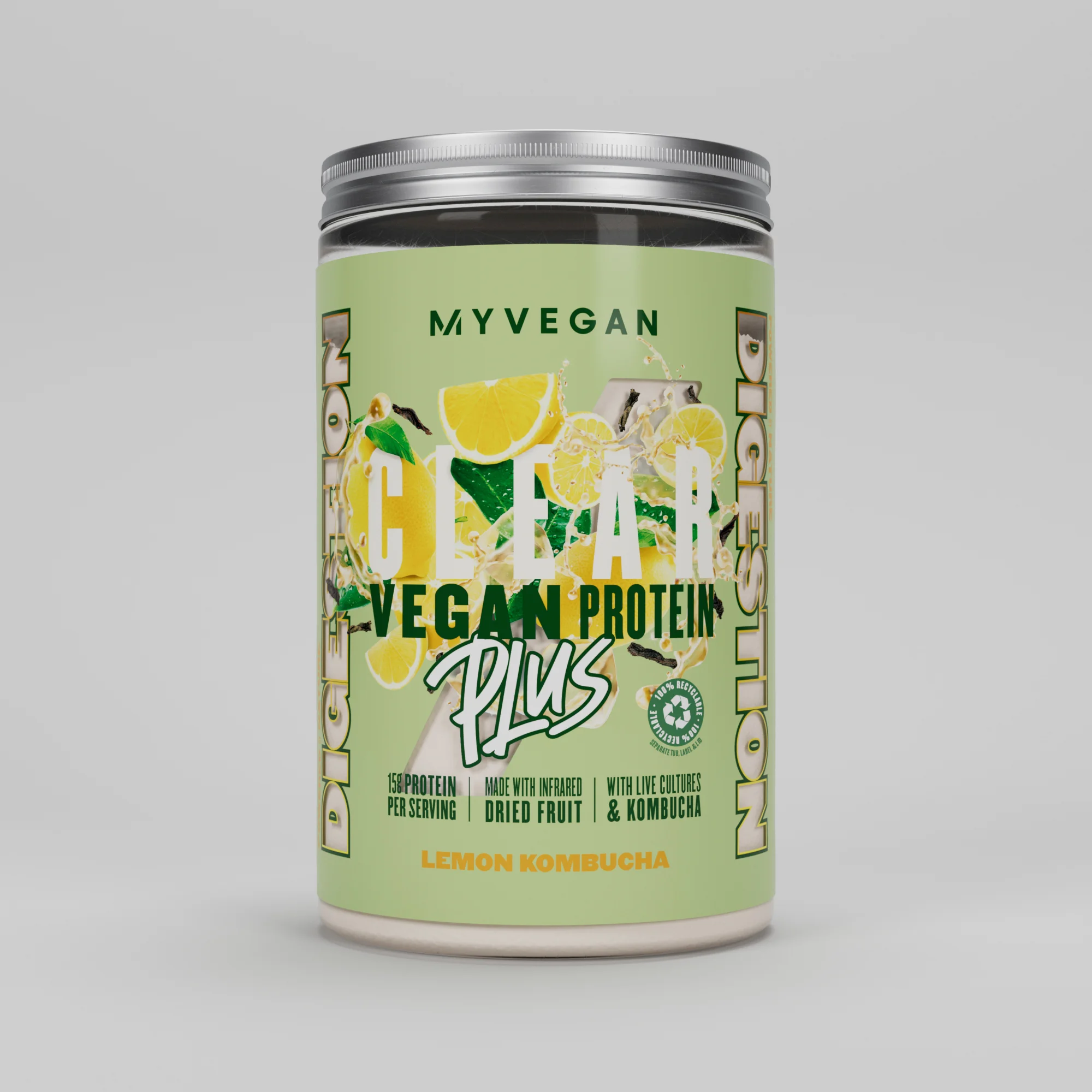 Proteína Vegan Clear Plus – Digestão - 375g - Lemon Kombucha Imagem 1