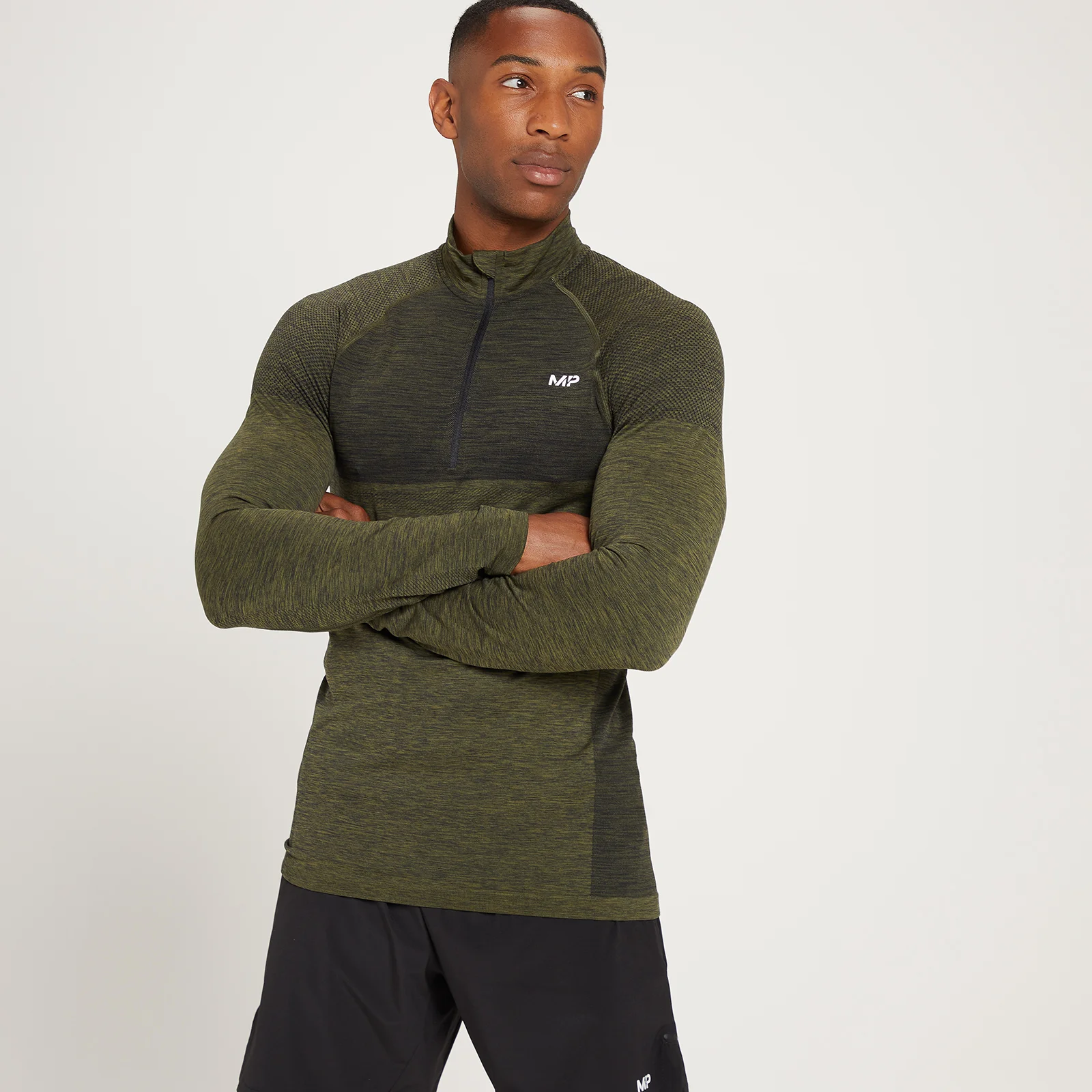Camisola com Fecho 1/4 Essential da MP para Homem - Dark Olive Marl - XS Imagem 1