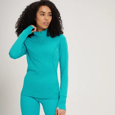 Camisola com Fecho 1/4 de Corte Regular Power Ultra da MP para Senhora - Lagoon
