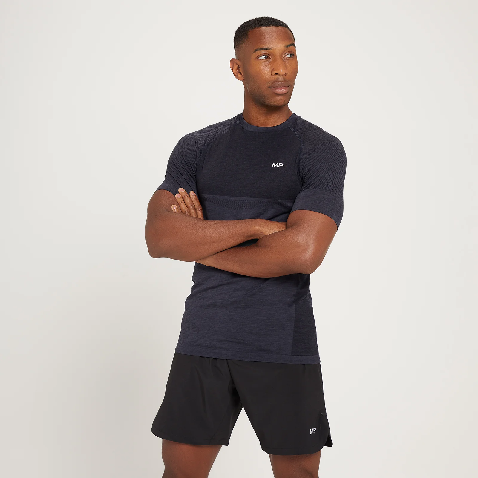 Camisola de Manga Curta sem Costuras Essential da MP para Homem - Black Marl - XS Imagem 1