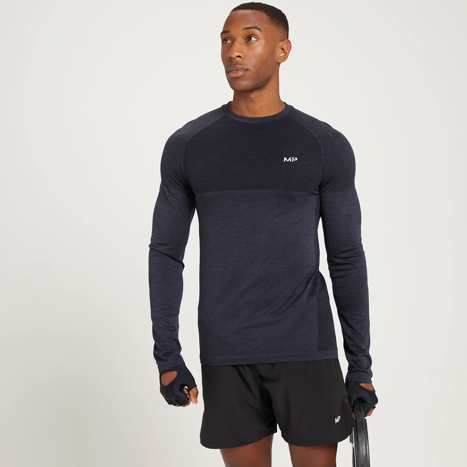 Camisola de Manga Comprida sem Costuras Essential da MP para Homem - Black Marl - XS Imagem 1