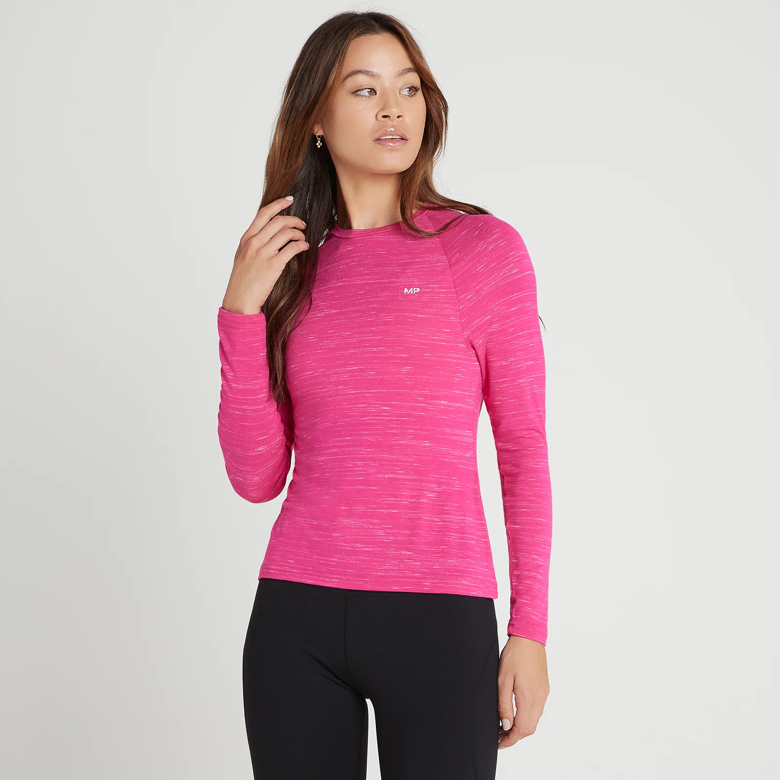 T-shirt de Treino com Manga Comprida Performance da MP para Senhora - Magenta Marl com Pintas Brancas - XXS Imagem 1