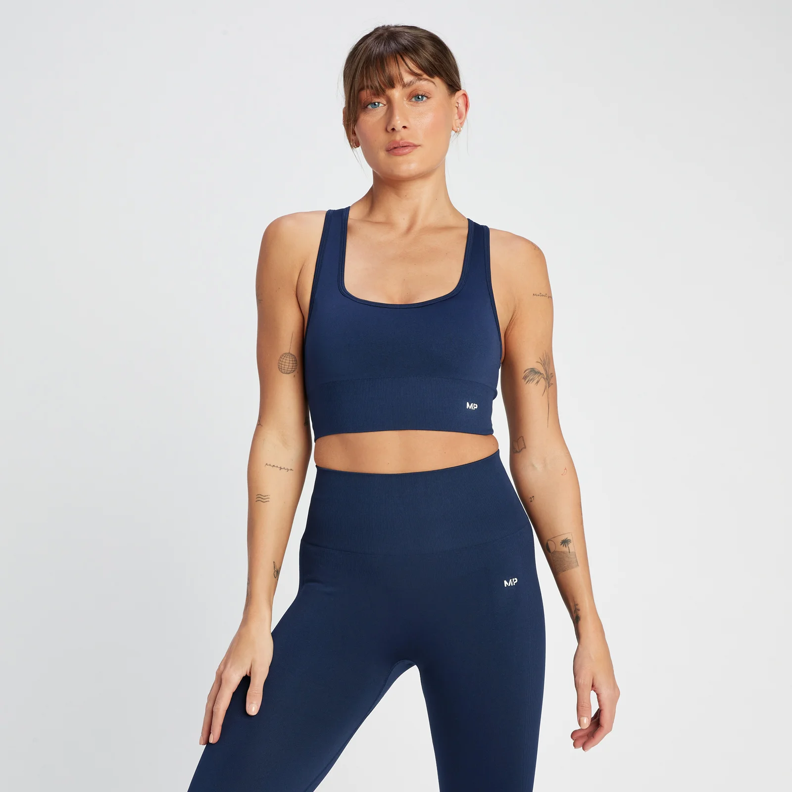 MP Women's Shape Seamless Cross Strap Sports Bra - Navy - XXS Imagem 1