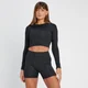Camisola Curta de Manga Comprida Tempo Reversível da MP para Senhora - Preto