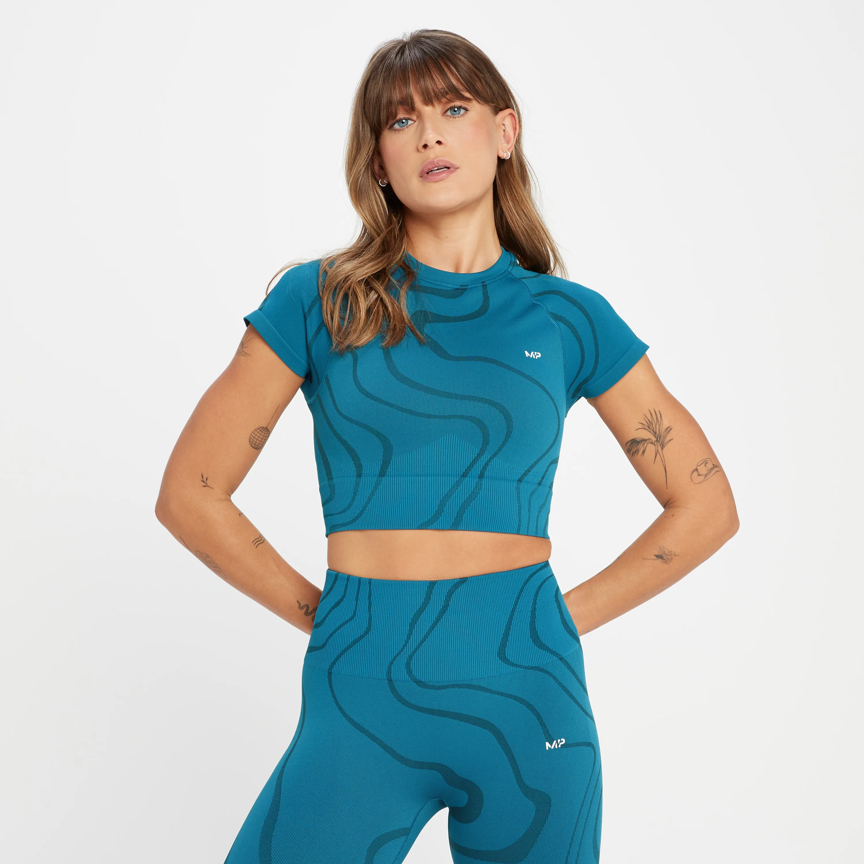 Camisola Curta Sem Costuras Tempo Wave para Senhora da MP - Azul-petróleo - XXS Imagem 1