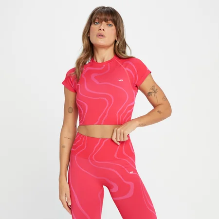 Camisola Curta sem Costuras Tempo Wave para Senhora da MP - Rouge Red