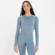 Camisola Curta de Manga Comprida sem Costuras Shape Seamless para Senhora da MP - Pebble Blue