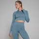 Camisola sem Costuras Canelada com Fecho 1/4 Tempo da MP para Mulher - Azul Grafite