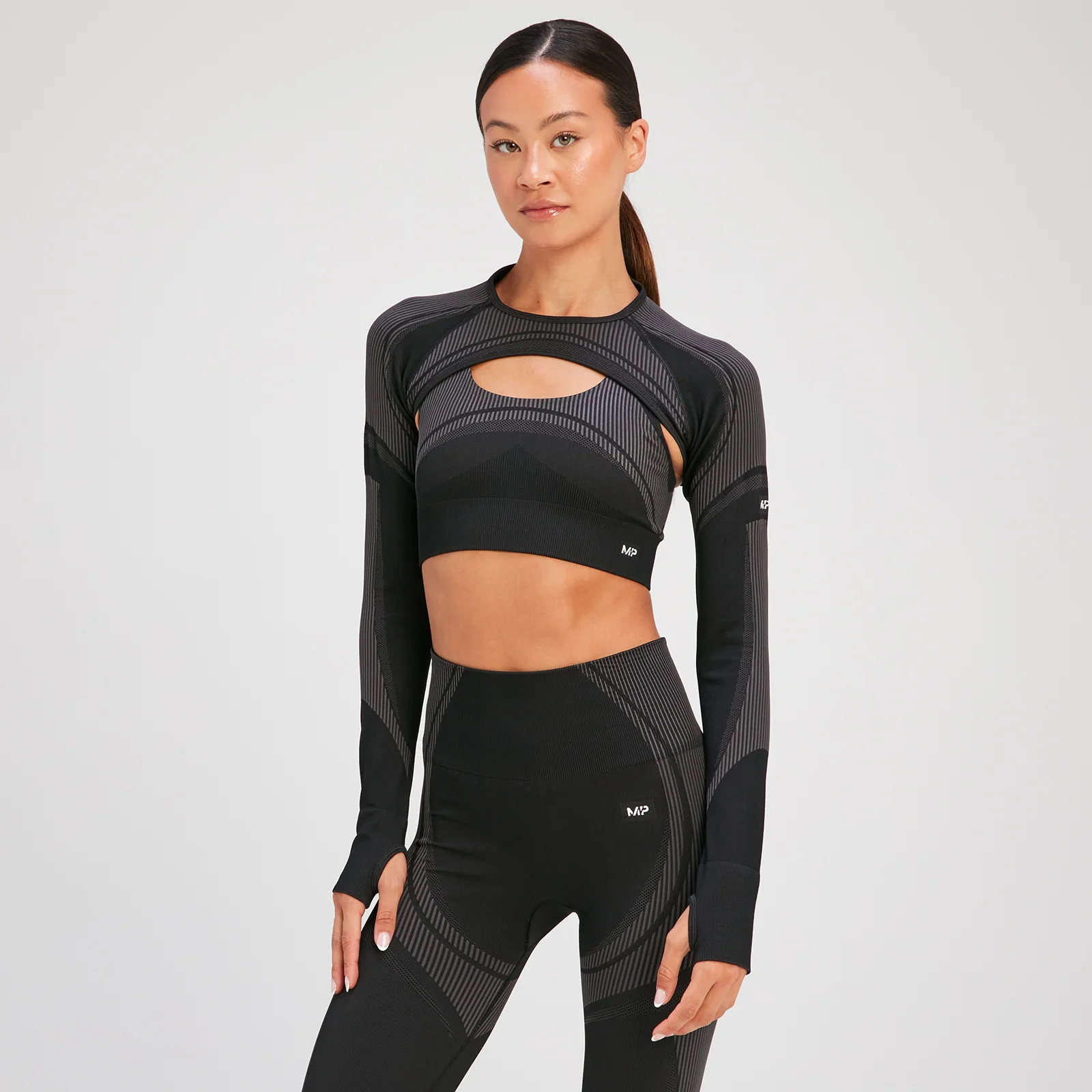 Camisola Curta de Manga Comprida Tempo Ultra da MP para Senhora - Preto - XS Imagem 1