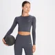 Crop Top de Manga Comprida Sem Costuras Shape da MP para Senhora - Graphite