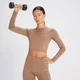 Crop Top de Manga Comprida Sem Costuras Shape da MP para Senhora - Toffee