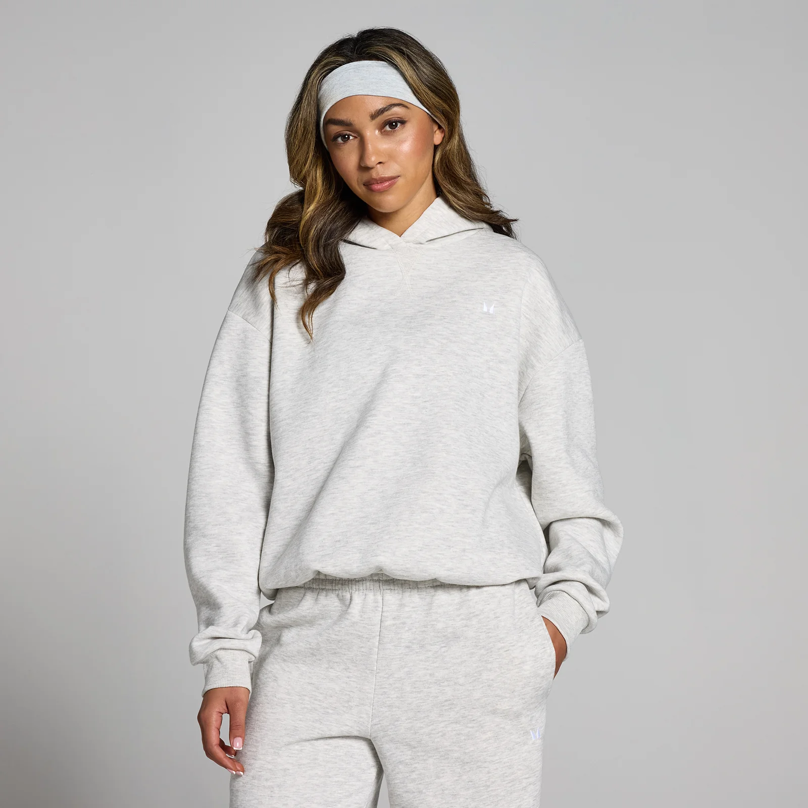 Camisola com capuz oversize Basics para mulher da MP - Mescla de cinza claro - M Imagem 1