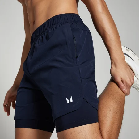 Calções de treino 2 em 1 para homem da MP - Azul-marinho
