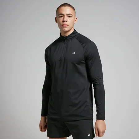 Camisola de treino com fecho 1/4 para homem da MP - Preto