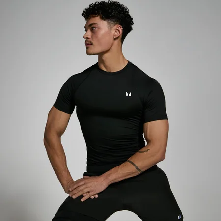 Camisola interior de treino de manga curta para homem da MP - Preto