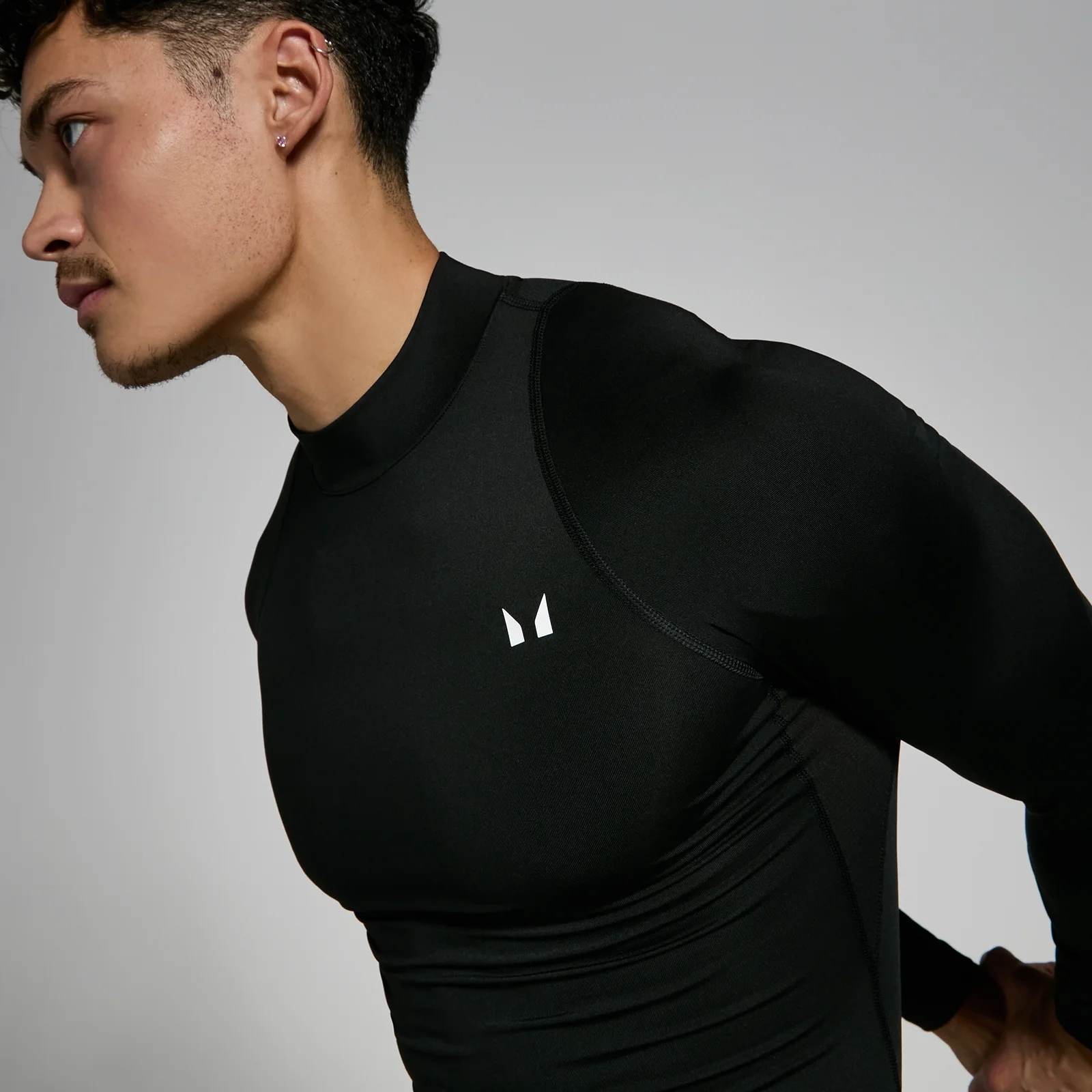Camisola interior de treino de manga comprida e gola alta para homem da MP - Preto - S Imagem 4