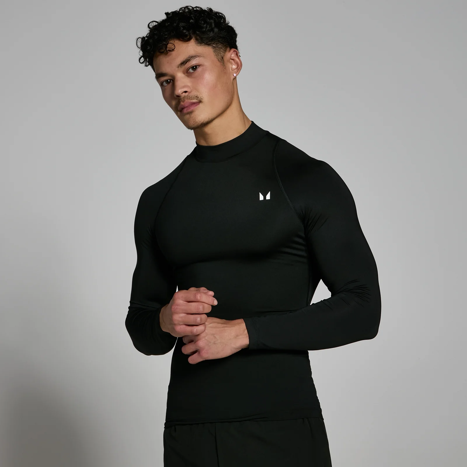 Camisola interior de treino de manga comprida e gola alta para homem da MP - Preto - S Imagem 1