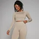 Crop top de manga comprida Shape, sem costuras, para mulher da MP - Sandstone
