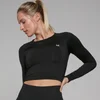 Crop top de manga comprida Shape, sem costuras, para mulher da MP - Preto