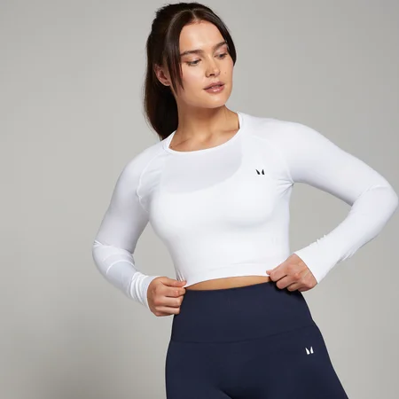 Crop top de manga comprida Shape, sem costuras, para mulher da MP - Branco