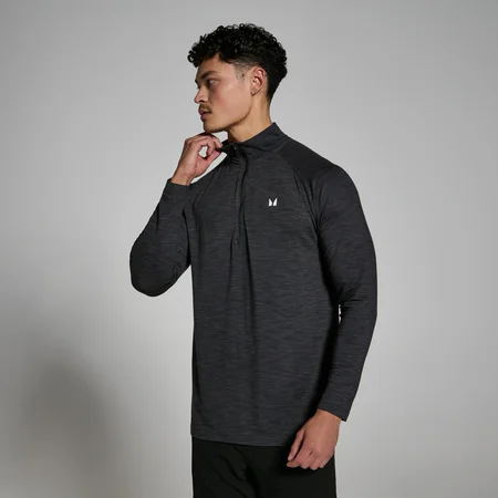 Camisola com fecho de correr 1/4 Performance para homem da MP - Mescla de preto