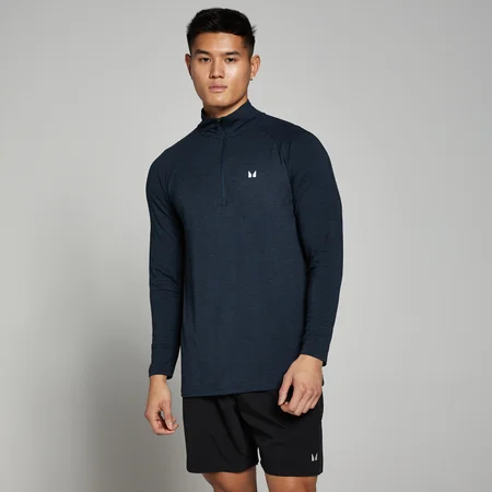 Camisola com fecho de correr 1/4 Performance para homem da MP - Mescla de azul-marinho