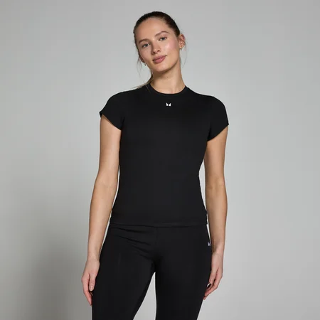 T-shirt de corte justo e manga curta Basics para mulher da MP - Preto