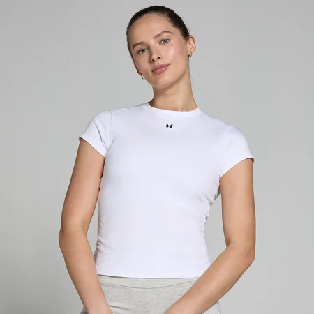 T-shirt de corte justo e manga curta Basics para mulher da MP - Branco