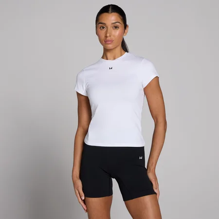 T-shirt de corte justo e manga curta Basics para mulher da MP - Branco