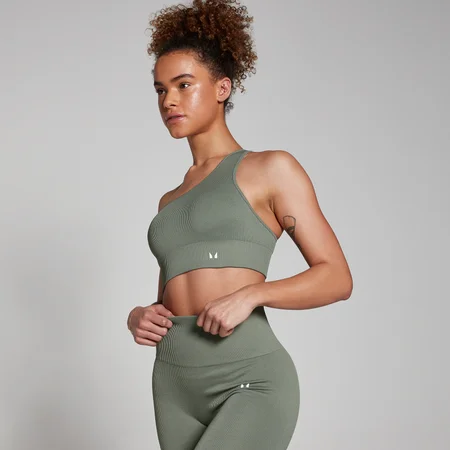 Soutien Assimétrico Sem Costuras e Canelado Tempo da MP para Senhora - Moss Green
