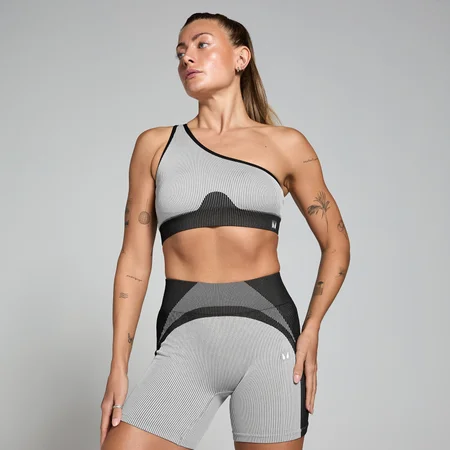 Soutien sem Costuras e Canelado Contrast da MP para Senhora - Branco/Cinza