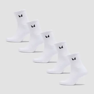 MP Unisex Crew Socks (5 Pack) - White - Size UK 9-11