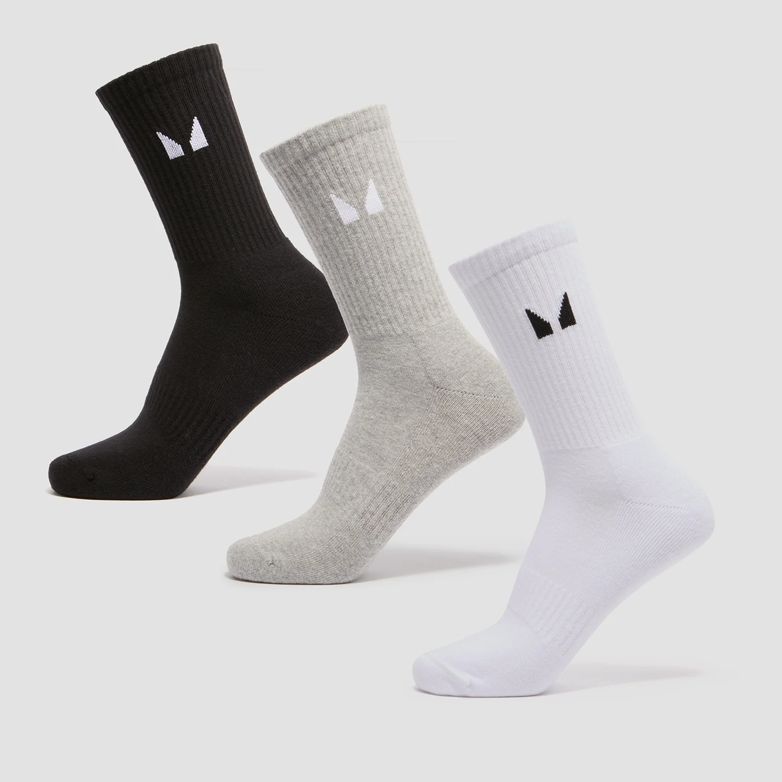 MP Unisex Crew Socks (3 Pack) - White/Black/Grey Marl - UK 9-11 Imagem 1