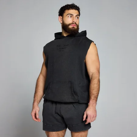 Camisola com Capuz e Efeito Lavado sem Mangas Origin Graphic da MP para Homem - Washed Black