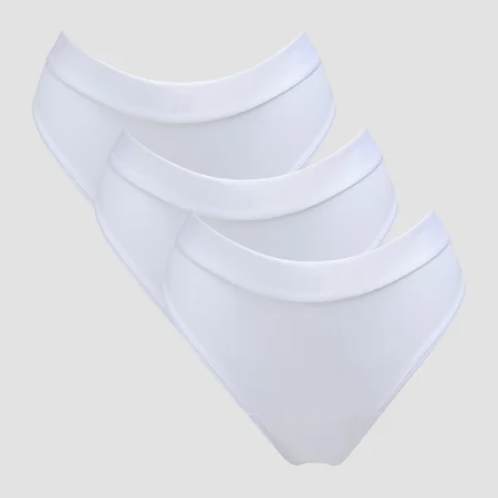 Cueca de Biquíni de Cinta Média da MP para Senhora (3 un.) - Branco