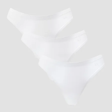 Tanga de Cinta Média sem Demarcação da MP para Senhora (3 un.) - Branco