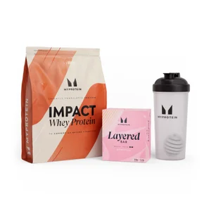 Pack Impact Whey Protein + Barra Proteica Layered - Protein Flavour Strawberry Cream