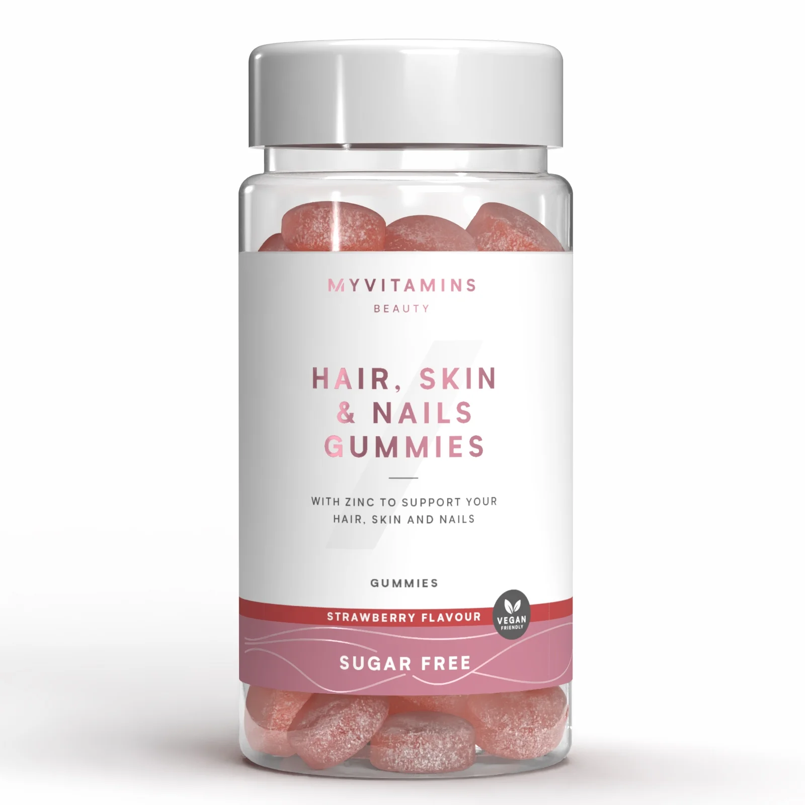 Gomas para Cabelo, Pele e Unhas sem Açúcar - 60gummies - Sugar Free Strawberry Imagem 1