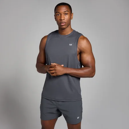 Camisola de Treino sem Mangas Quadriculada Active da MP para Homem - Cinzento Escuro
