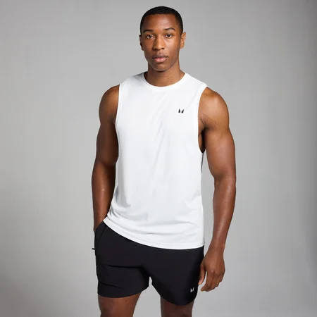 Camisola de Treino sem Mangas Quadriculada Active da MP para Homem - Branco