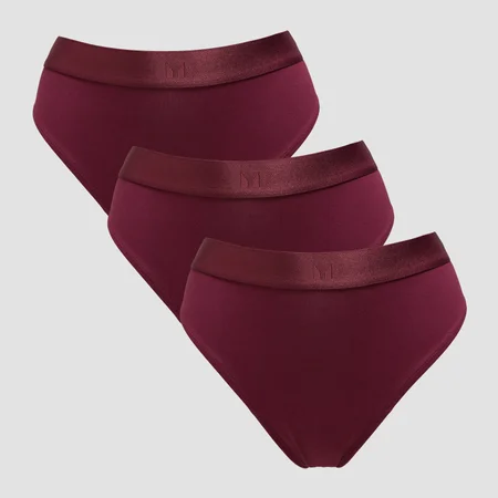 Cueca de Biquíni de Cinta Média da MP para Senhora (3 un.) - Deep Berry