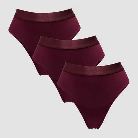 Tanga de Cinta Média da MP para Senhora (3 un.) - Deep Berry