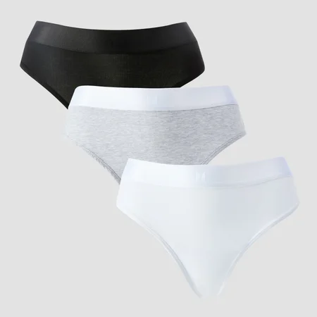 Tanga de Cinta Média da MP para Senhora (5 un.) - Branco/Preto/Cinzento Mesclado
